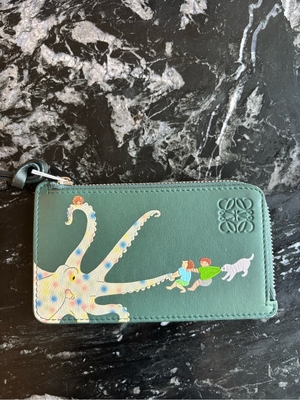 Loewe x Suna Fujita Octopus Coin Card Holder in Classic Calfskin Vetiver